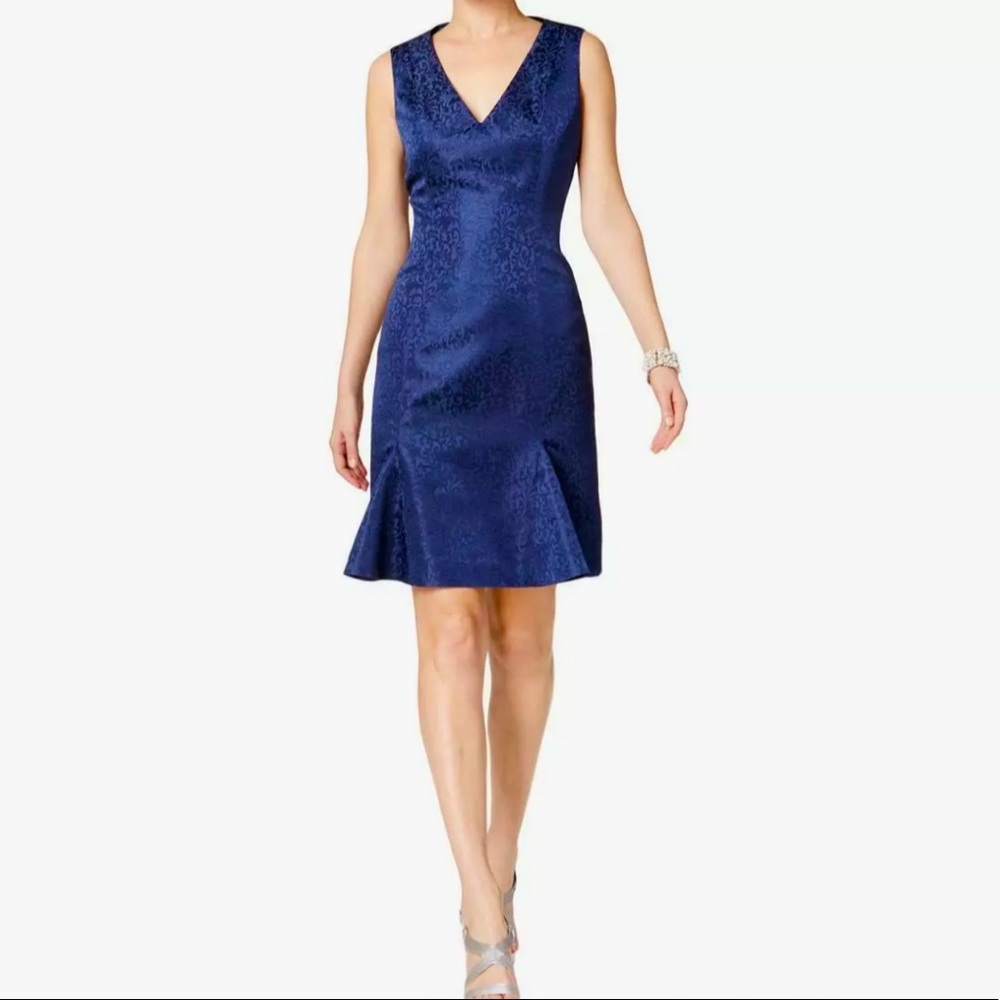 WOMENS B MICHAEL V NECK DRESS SIZE 8 NAVY BLUE